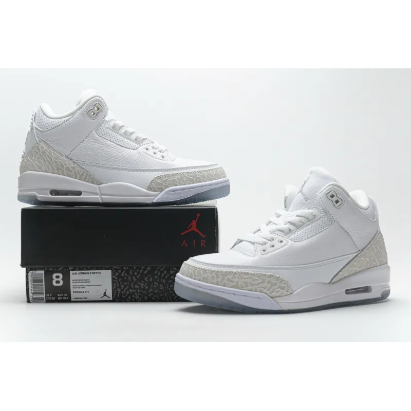 Uabat Jordan 3 Retro Pure White (2018) ,136064-111