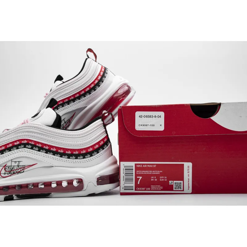 OG Air Max 97 Sketch Logo White Black Red ,CK9397-100