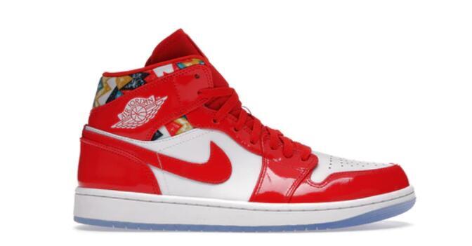 OG Jordan 1 Mid Barcelona Sweater Red Patent, DC7294-600