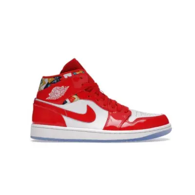 OG Jordan 1 Mid Barcelona Sweater Red Patent, DC7294-600 01