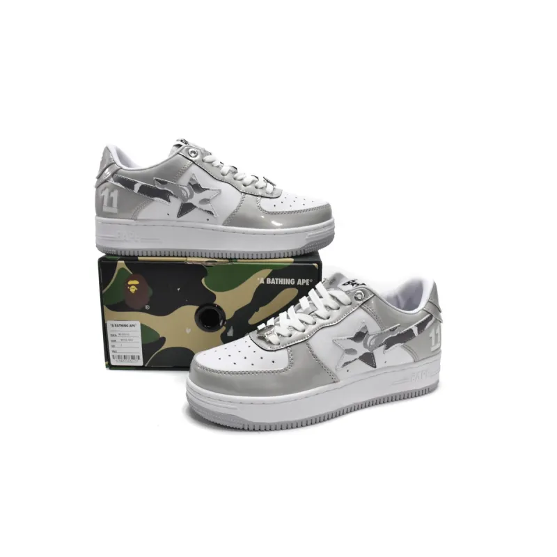 OG A Bathing Ape Bape Sta Low White Grey Mirror Surface