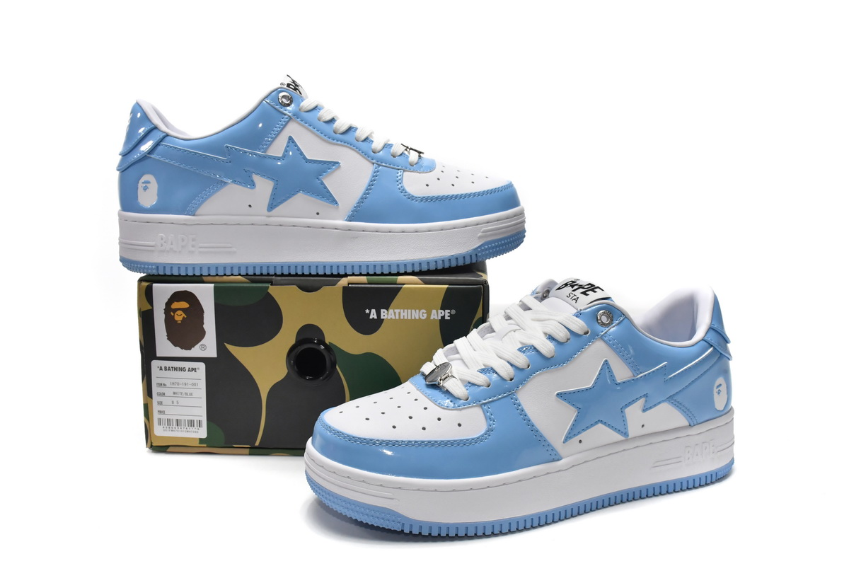 OG A Bathing Ape Bape Sta Low White Blue,1M70-191-001