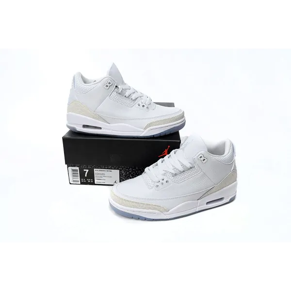 OG Air Jordan 3 Retro Pure White , 136064-111  