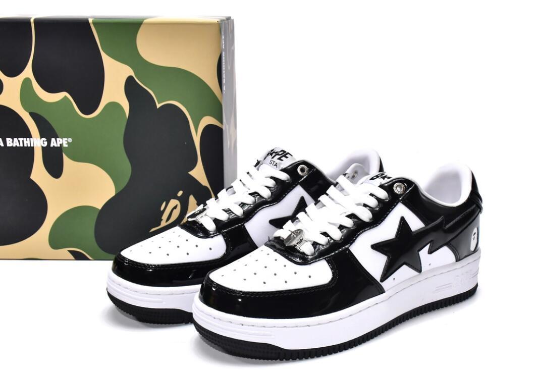 Uabat A Bathing Ape Bape Sta Low Black White,1H70-191-001