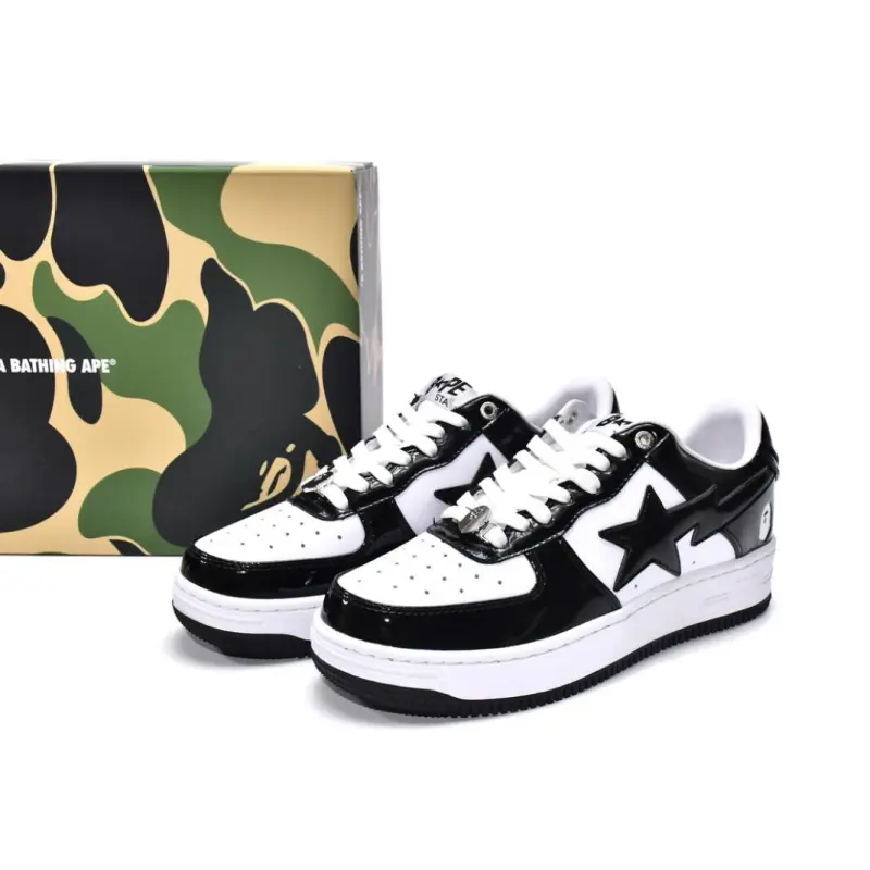 Uabat A Bathing Ape Bape Sta Low Black White,1H70-191-001