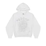 Sp5der OG Rhinestone White Logo Hoodie