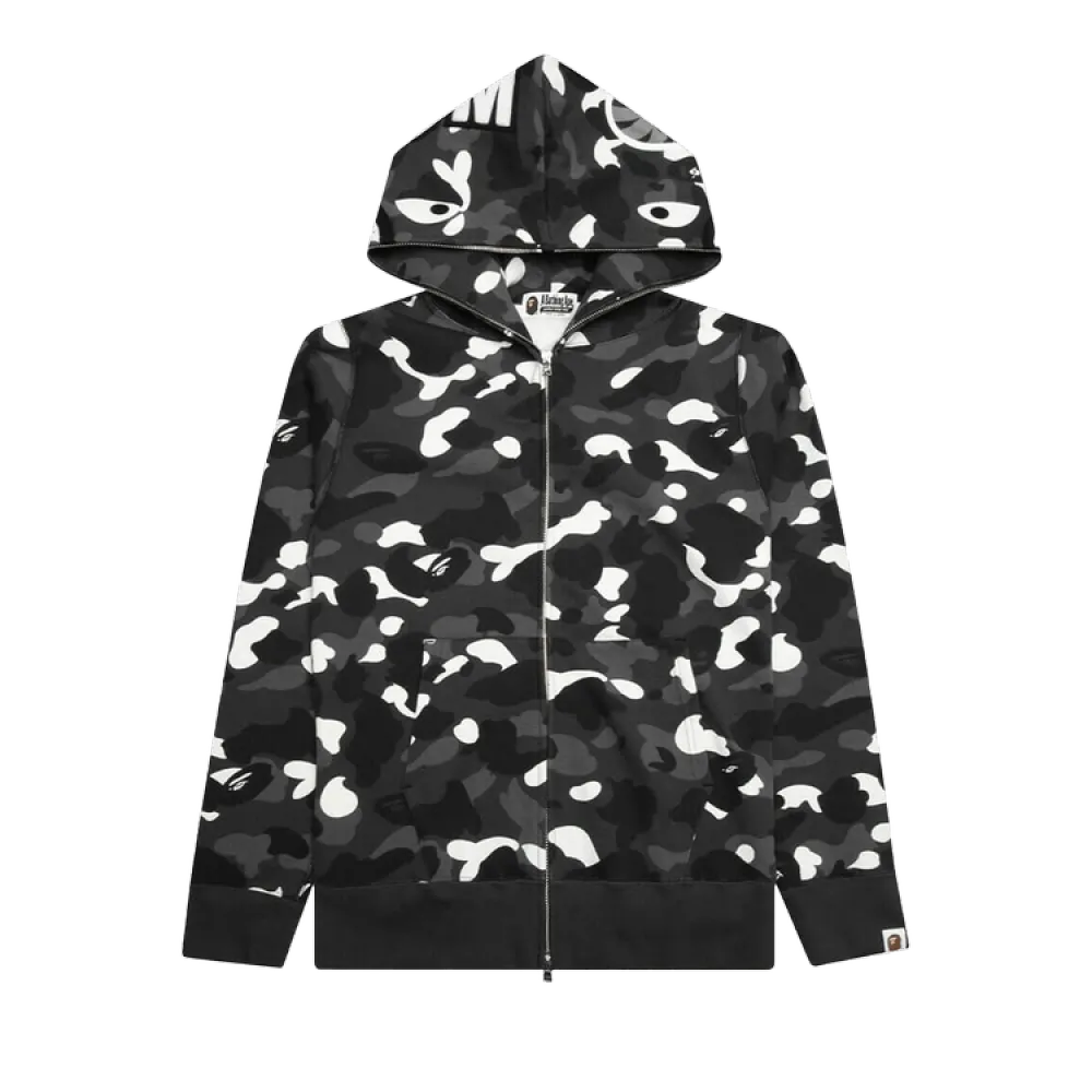 BAPE City Camo Shark Full Zip Hoodie Black