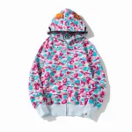 BAPE Grid Camo Shark Full Zip Hoodie Pink