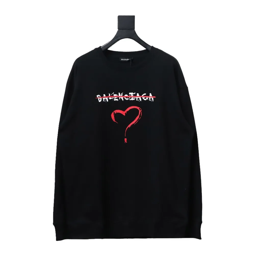 Balenciaga 24Fw Letter heart print round neck Hoodie 2