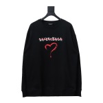  Balenciaga 24Fw Letter heart print round neck Hoodie 2