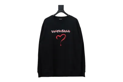 Balenciaga 24Fw Letter heart print round neck Hoodie 2 01