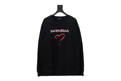 Balenciaga 24Fw Letter heart print round neck Hoodie 2 01