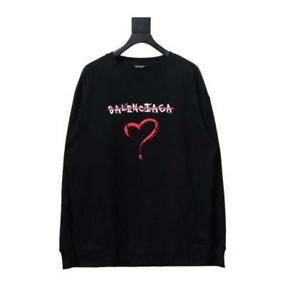  Balenciaga 24Fw Letter heart print round neck Hoodie 2 01