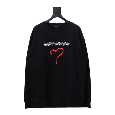 Balenciaga 24Fw Letter heart print round neck Hoodie 2 01