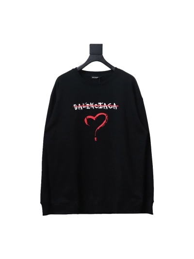Balenciaga 24Fw Letter heart print round neck Hoodie 2 01