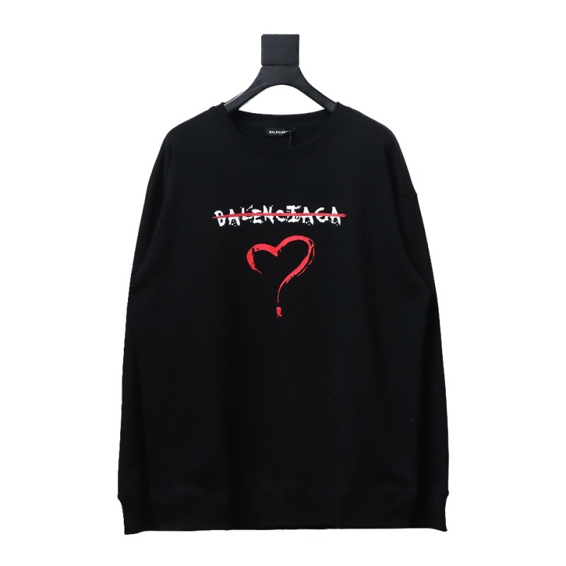 Balenciaga 24Fw Letter heart print round neck Hoodie 2