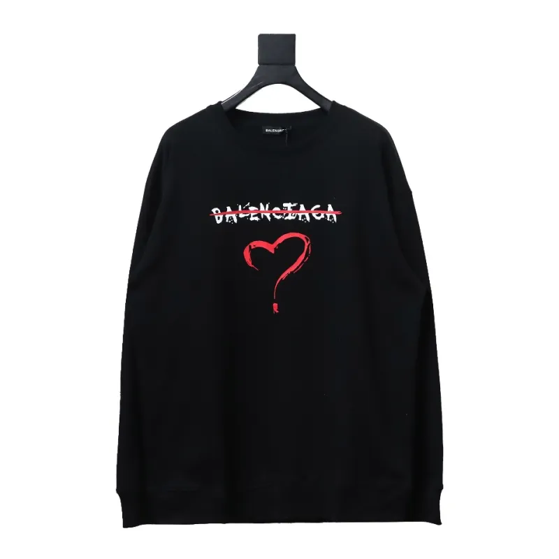 Balenciaga 24Fw Letter heart print round neck Hoodie 2