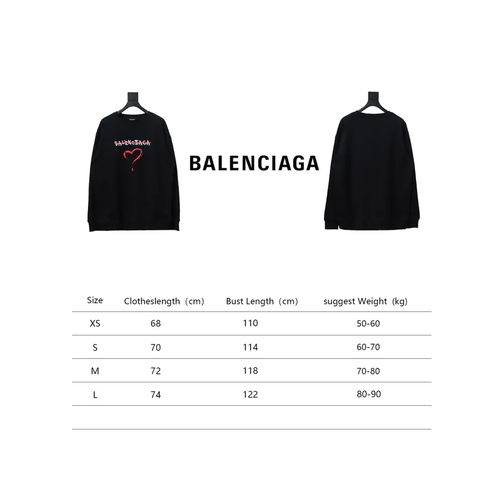 Balenciaga 24Fw Letter heart print round neck Hoodie 2