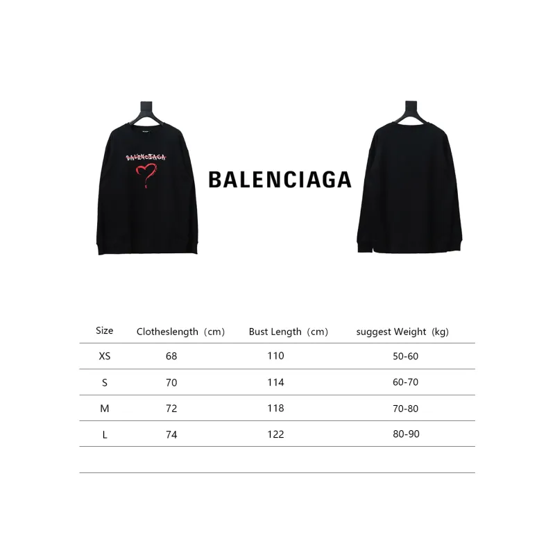 Balenciaga 24Fw Letter heart print round neck Hoodie 2