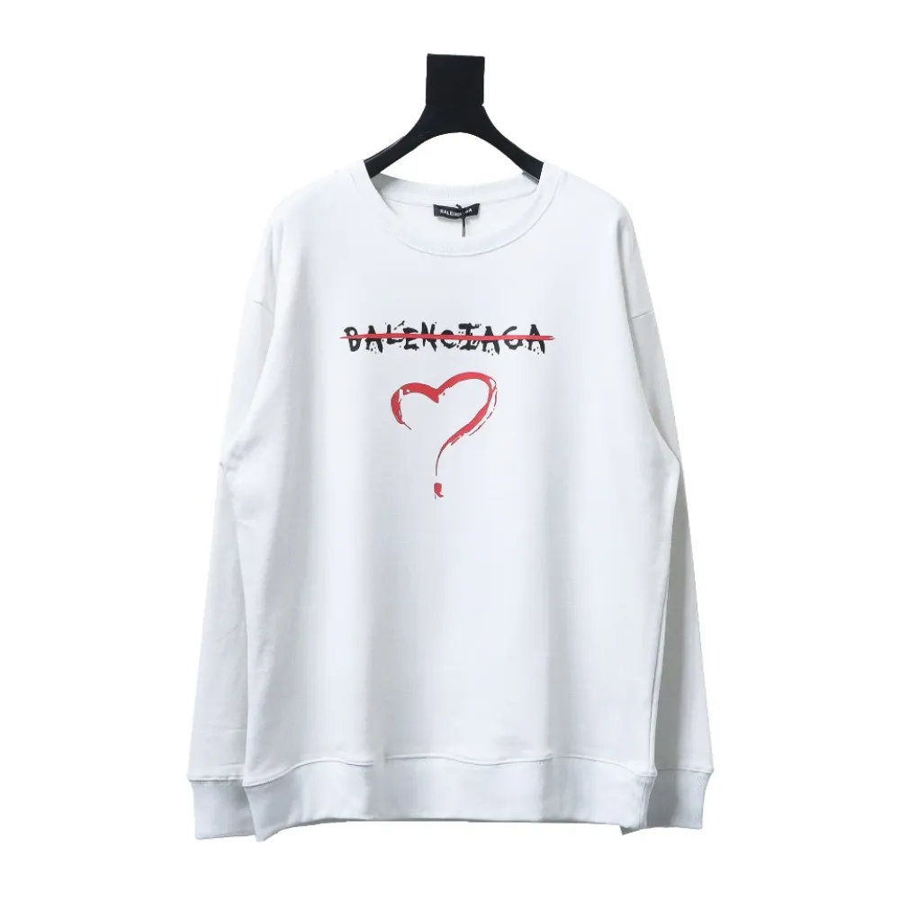 Balenciaga 24Fw Lettering Heart Printing Crew Neck Hoodie1