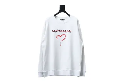 Balenciaga 24Fw Lettering Heart Printing Crew Neck Hoodie1 01