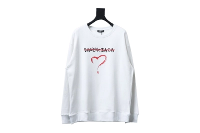 Balenciaga 24Fw Lettering Heart Printing Crew Neck Hoodie1 01