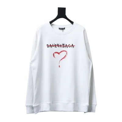 Balenciaga 24Fw Lettering Heart Printing Crew Neck Hoodie1 01