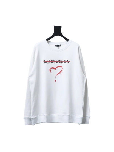 Balenciaga 24Fw Lettering Heart Printing Crew Neck Hoodie1 01