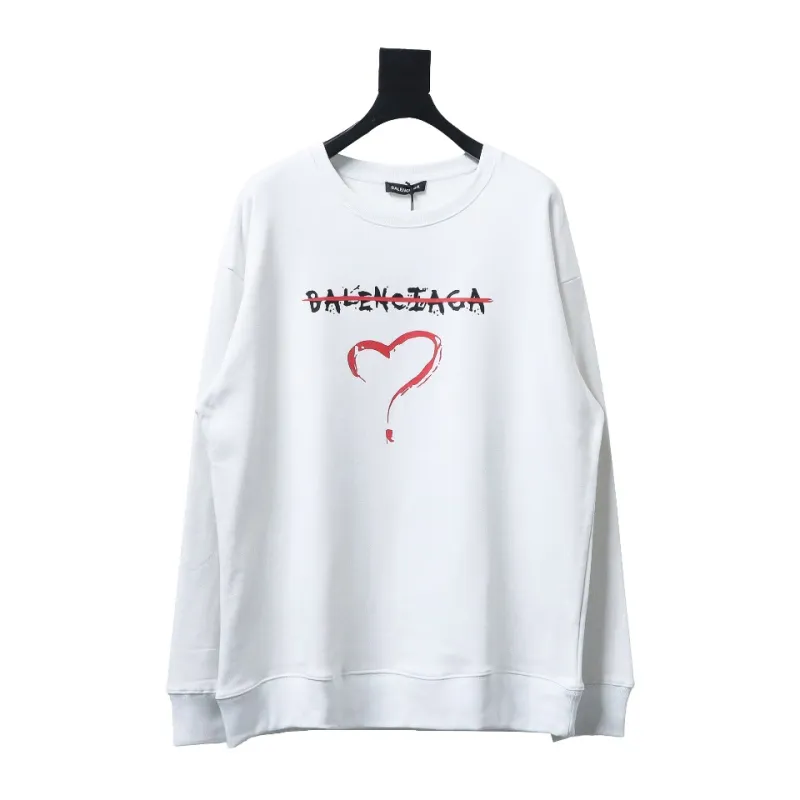 Balenciaga 24Fw Lettering Heart Printing Crew Neck Hoodie1