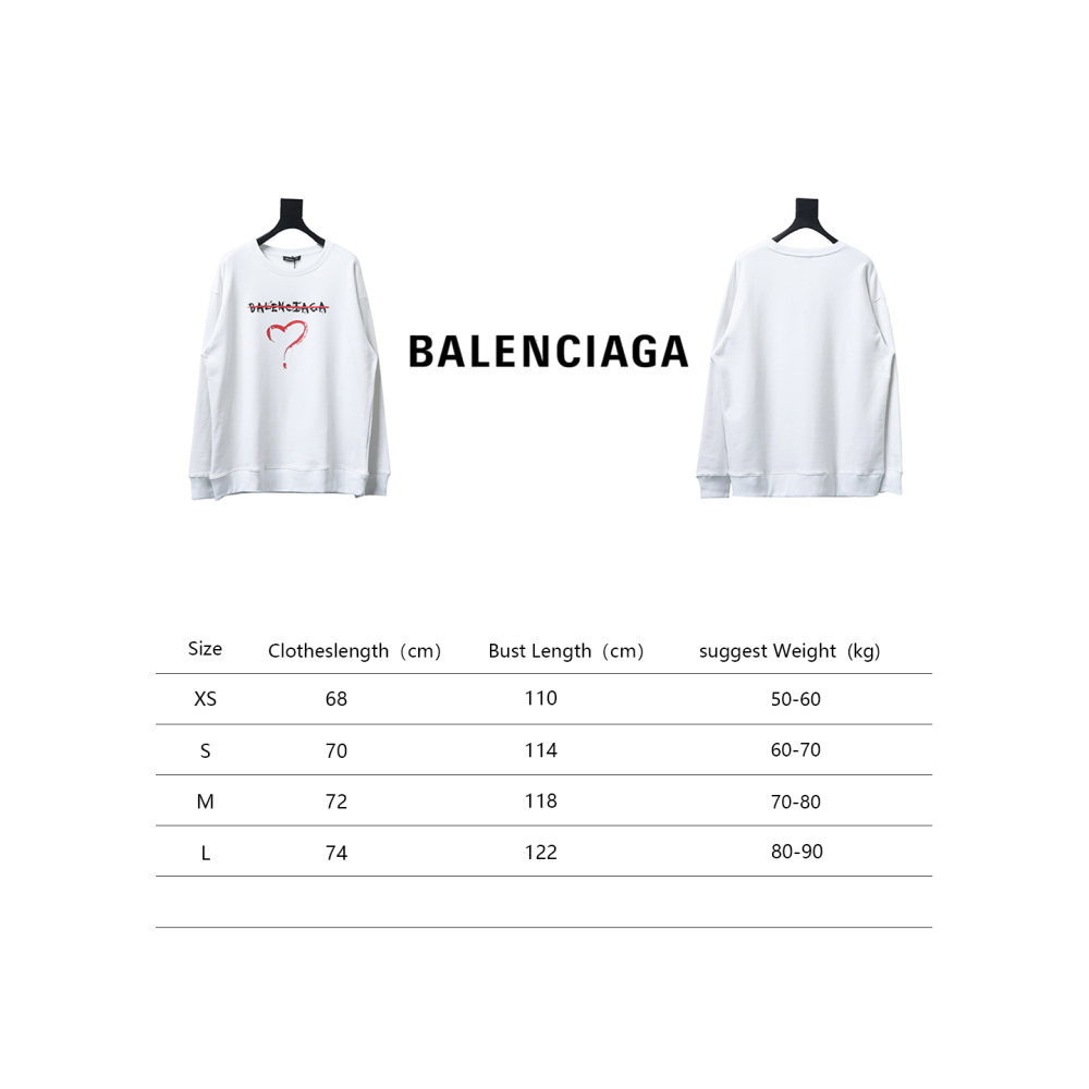  Balenciaga 24Fw Lettering Heart Printing Crew Neck Hoodie1