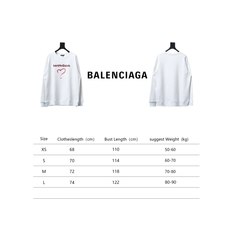 Balenciaga 24Fw Lettering Heart Printing Crew Neck Hoodie1
