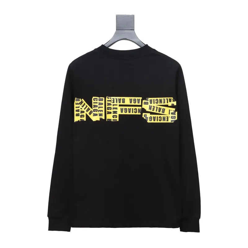 Balenciaga 24S Three-Dimensional Assembly Tape Printing Design Loose Long Sleeve Hoodie