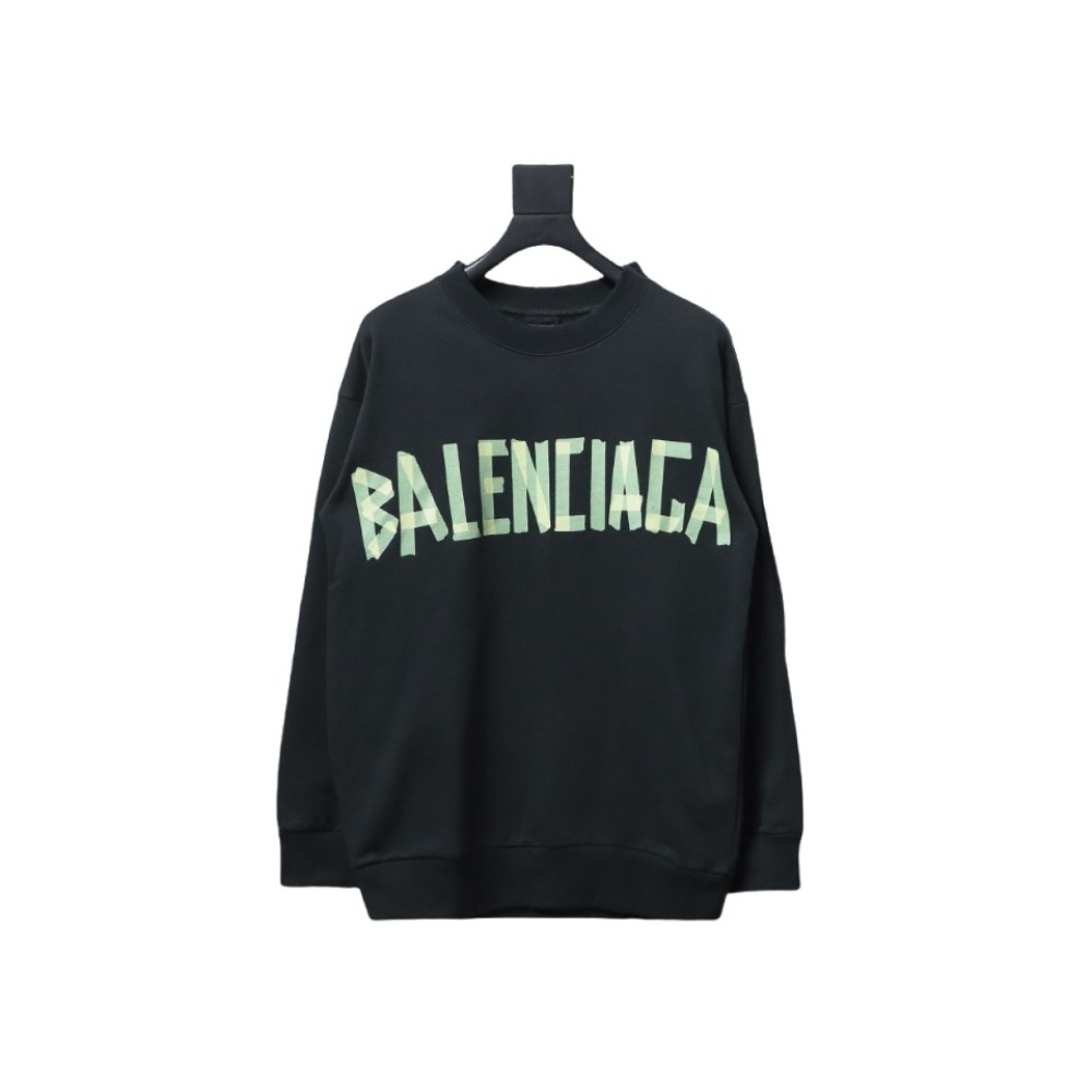 Balenciaga masking tape 3M embroidery front and back stitching round neck Hoodie