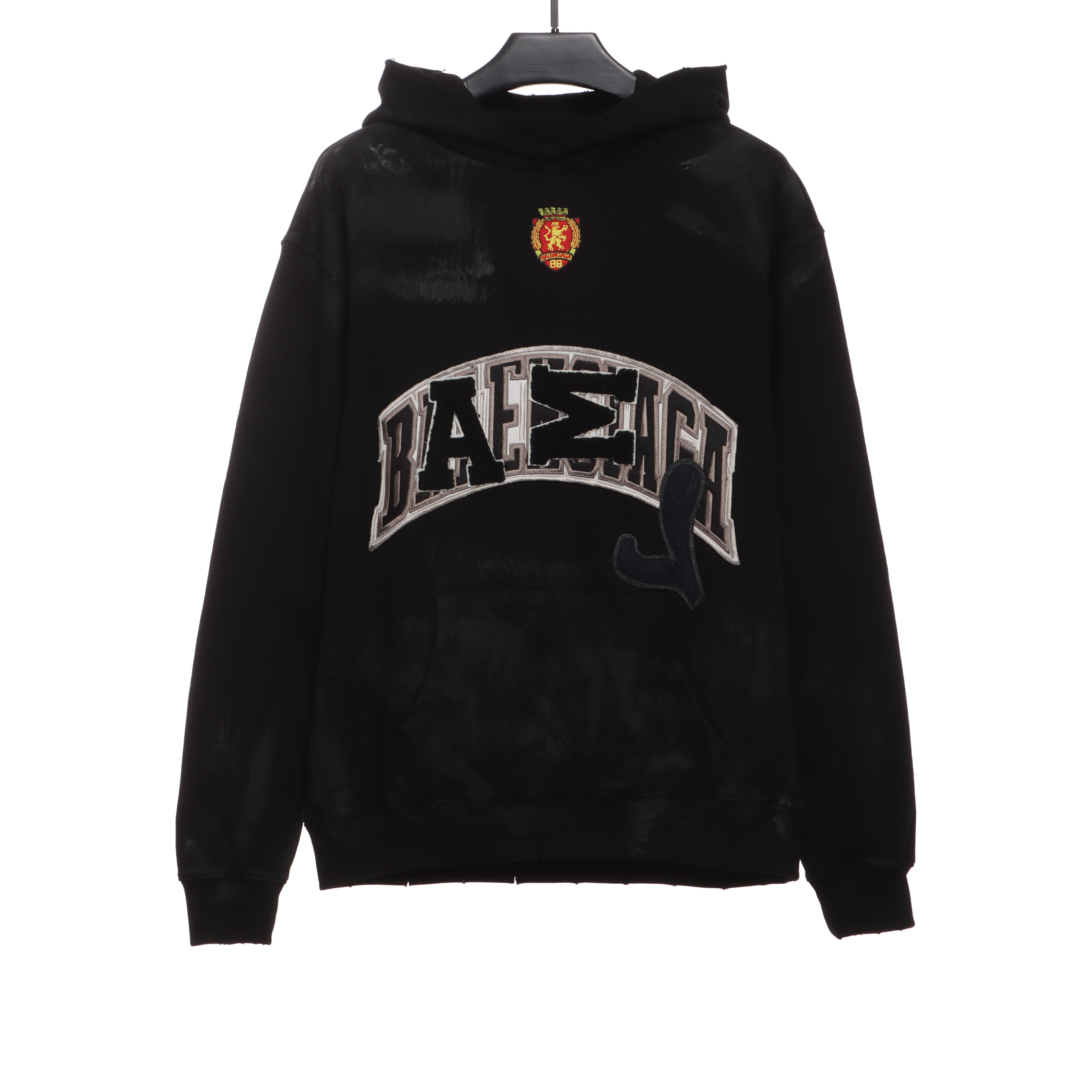 Balenciaga co-branded Manchester United distressed washed embroidered Hoodie