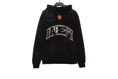 Balenciaga co-branded Manchester United distressed washed embroidered Hoodie 01