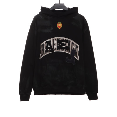 Balenciage co-branded Manchester United distressed washed embroidered Hoodie 01