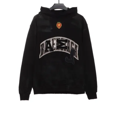  Balenciage co-branded Manchester United distressed washed embroidered Hoodie 01