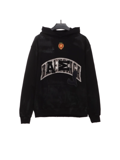 Balenciaga co-branded Manchester United distressed washed embroidered Hoodie 01