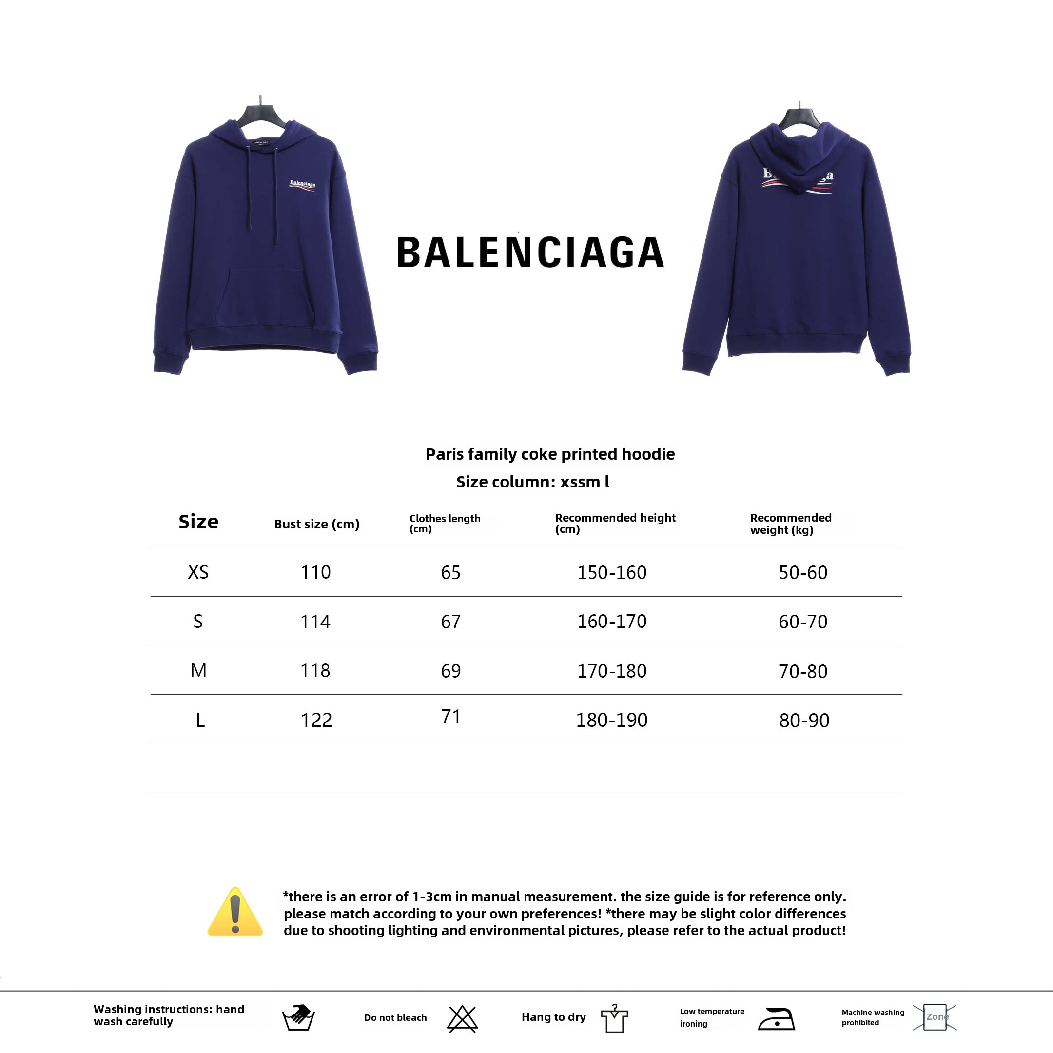 Balenciaga coke print Hoodie Dark blue