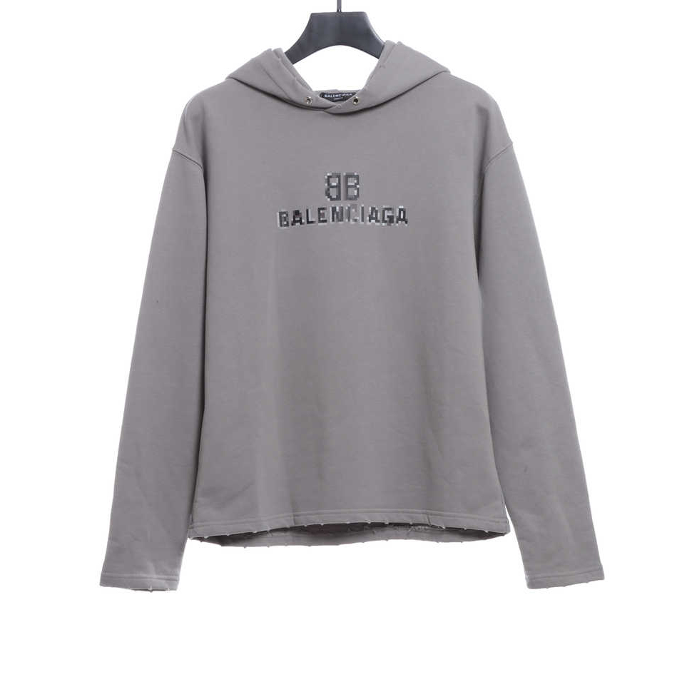 Balenciaga double B mosaic Hoodie gray
