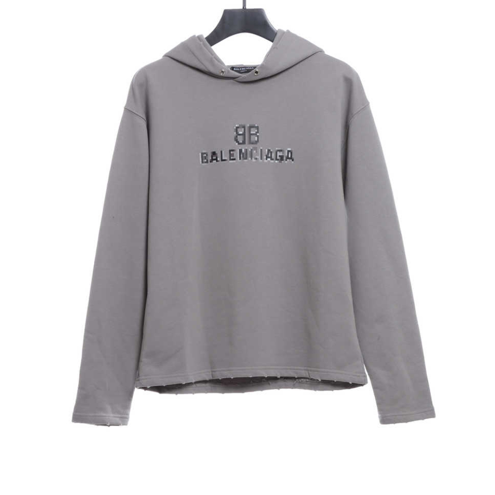  Balenciage double B mosaic Hoodie gray