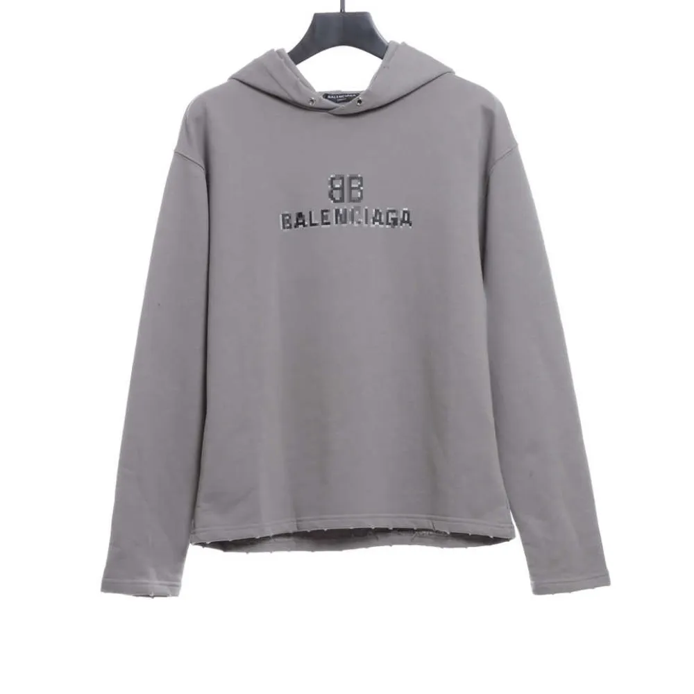  Balenciage double B mosaic Hoodie gray