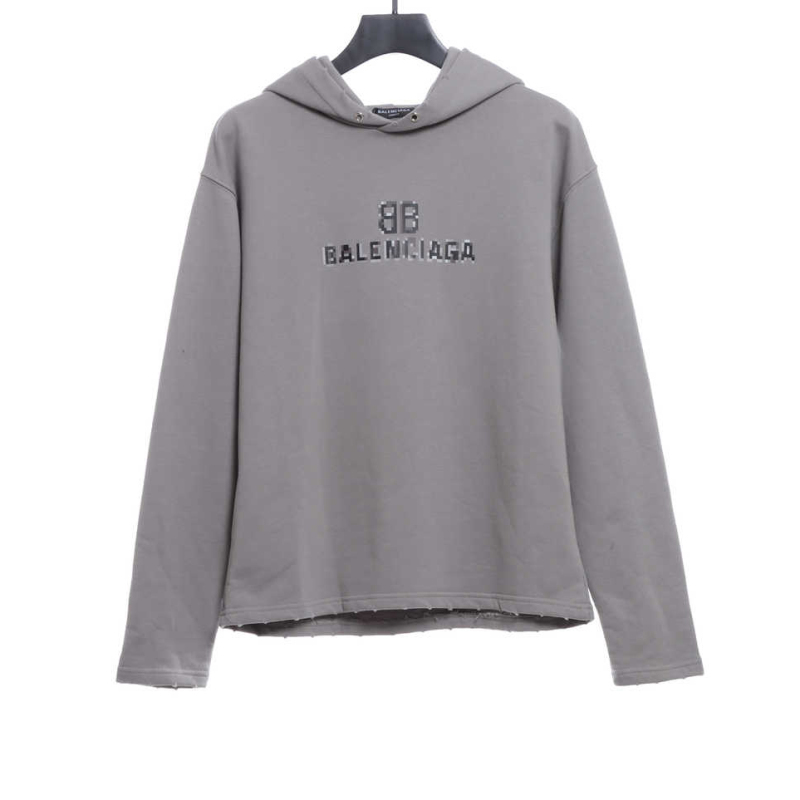  Balenciage double B mosaic Hoodie gray