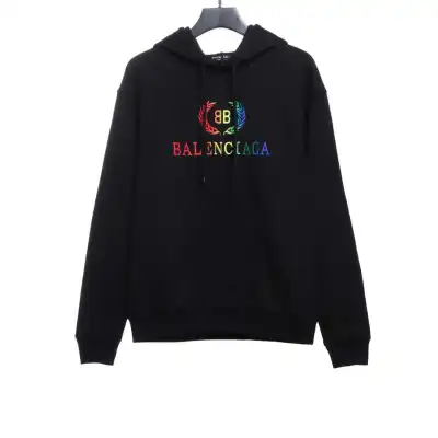  Balenciage rainbow wheat ear Hoodie black 01