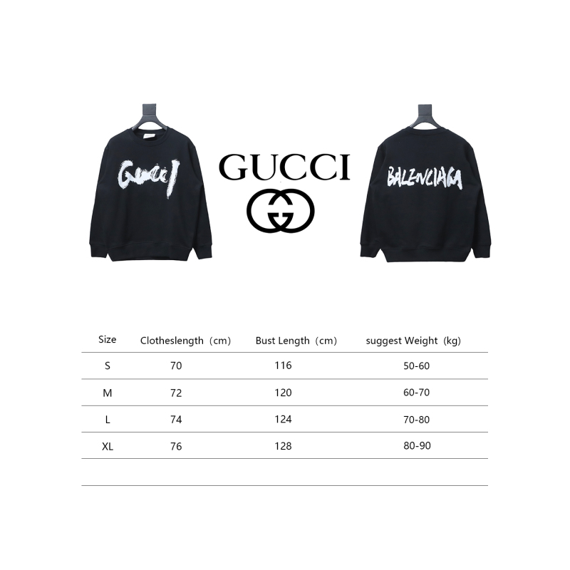  Gucci x Balenciaga Joint 24SS Graffiti Lettering Printing Crew Neck Hoodie 1