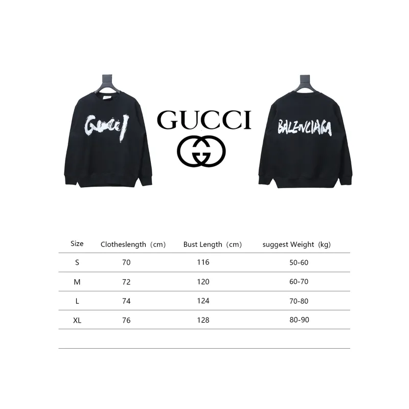 Gucci x Balenciaga Joint 24SS Graffiti Lettering Printing Crew Neck Hoodie 1