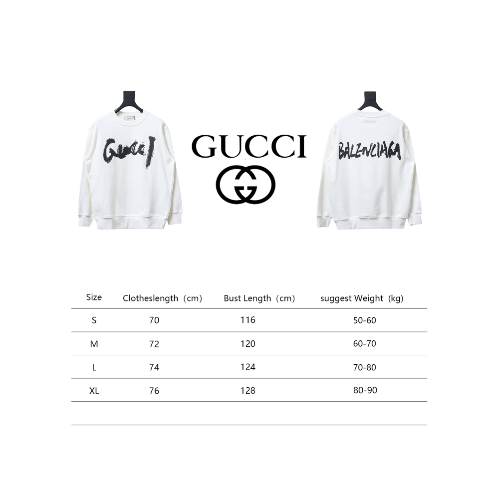  Gucci x Balenciaga Joint 24SS Graffiti Lettering Printing Crew Neck Hoodie 2