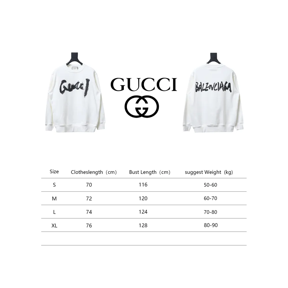 Gucci x Balenciaga Joint 24SS Graffiti Lettering Printing Crew Neck Hoodie 2