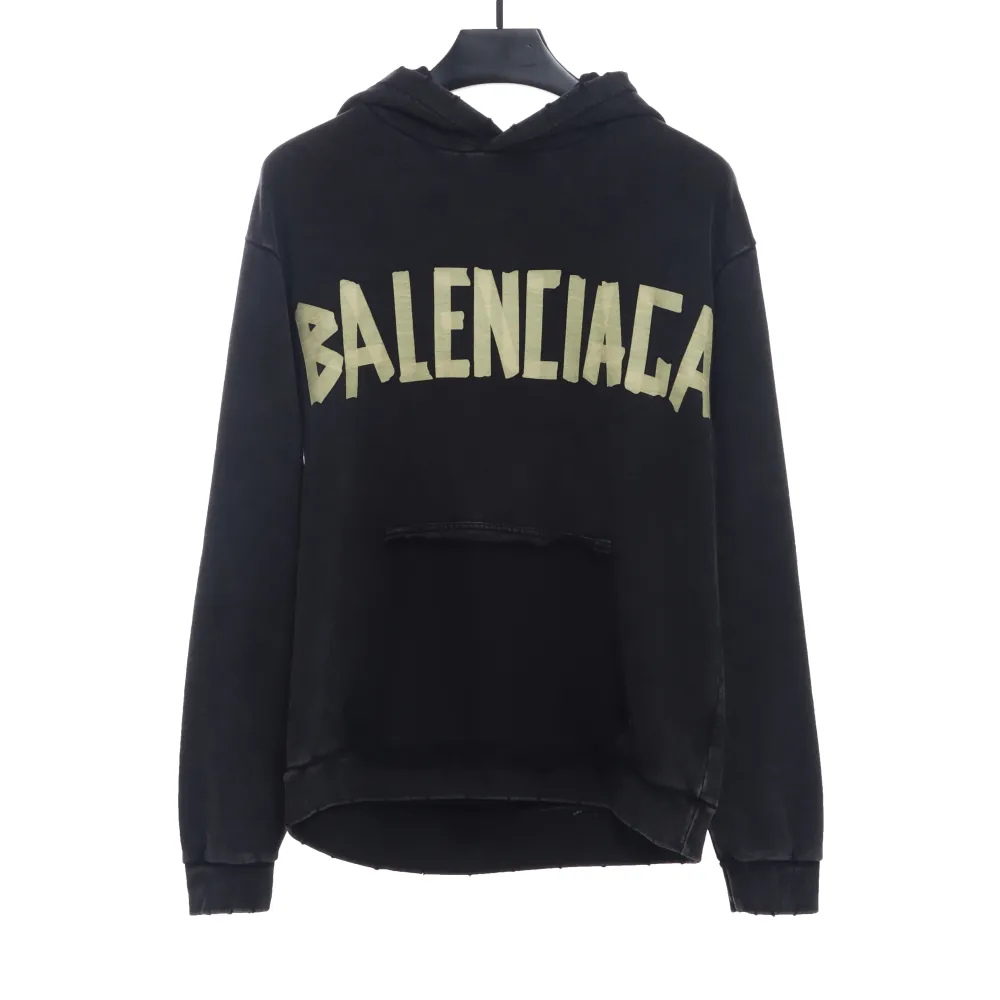 Balenciage distressed damaged double B tape letter Hoodie
