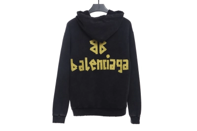 Balenciaga distressed damaged double B tape letter Hoodie 02